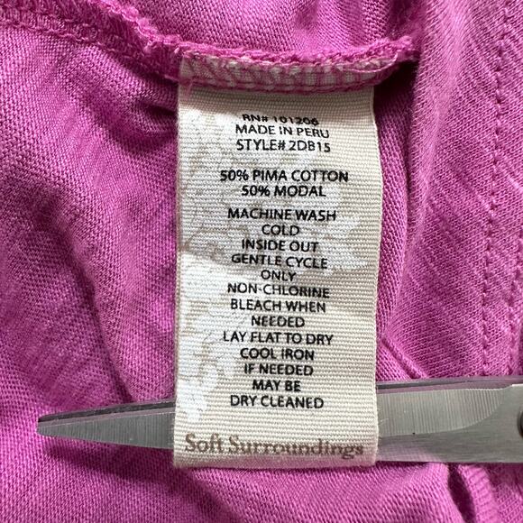 Soft Surroundings Hidden Button Front Tunic Top Pink Womens Size M Pima Modal - Picture 6 of 6